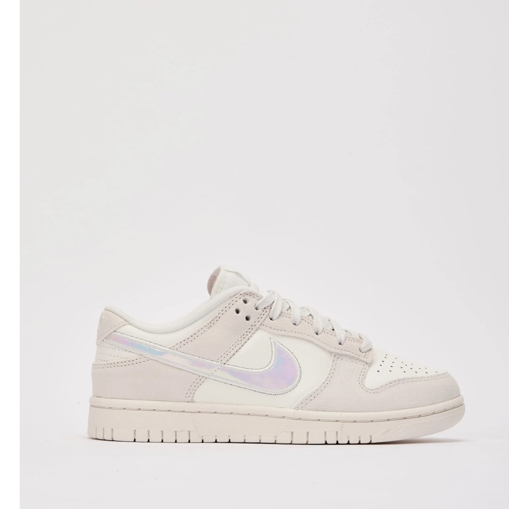 Women’s Nike Dunk Low in Sail & irridesent swoosh